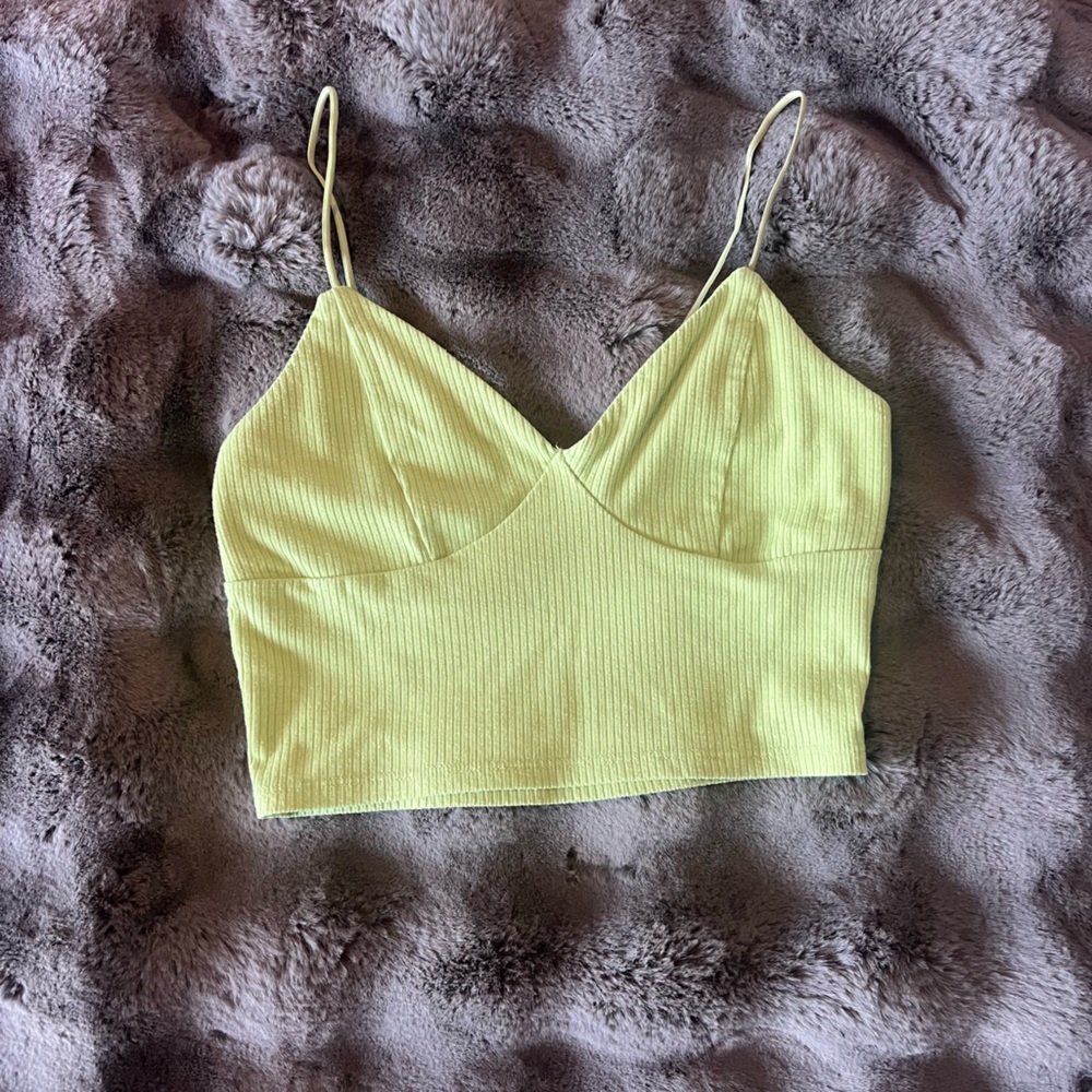 Lime Green Ribbed Crop Top